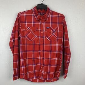 Dixxon Flannel Shirt Mens Small Red Plaid Long Sleeve The Rebellion D-Tech
